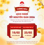 THÔNG BÁO NGHỈ TẾT NGUYÊN ĐÁN 2026 - BEPTOT.VN