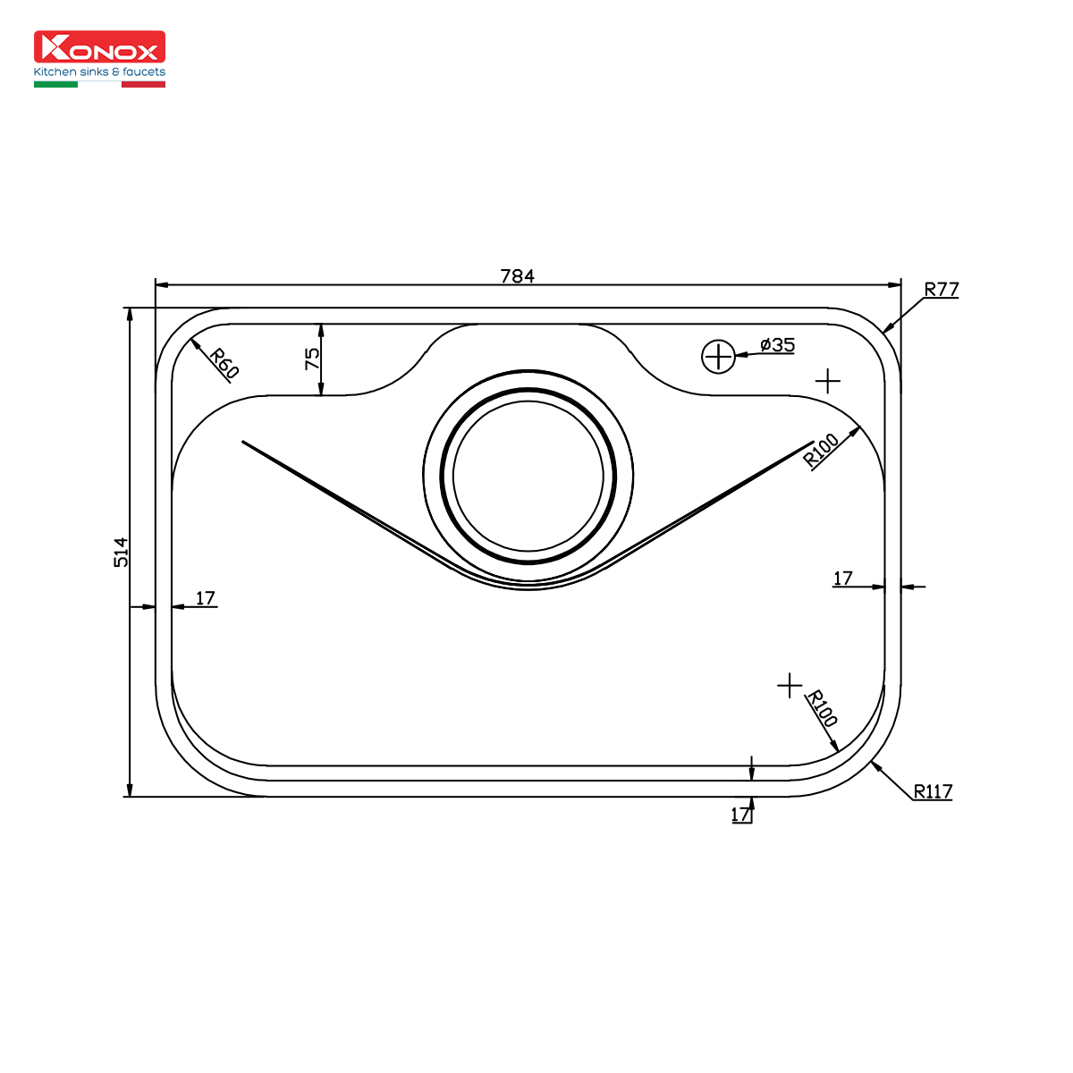 Chậu Rửa Bát KONOX TARI 7851SR - Chậu Rửa Chống Xước, Phong Cách Nhật