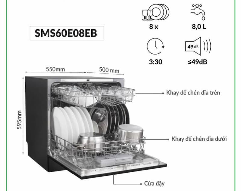 Máy Rửa Bát Eurosun 8 Bộ