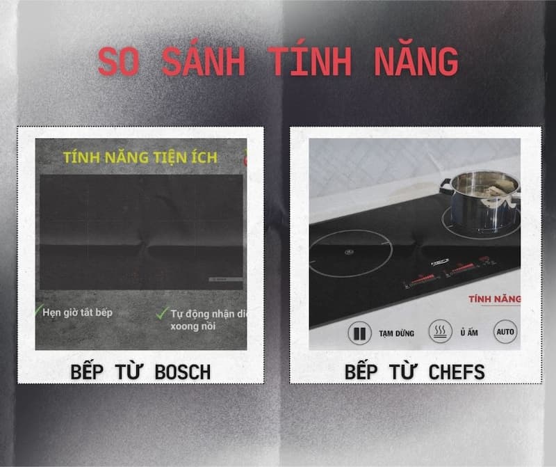 so sánh bếp từ Bosch và Chefs