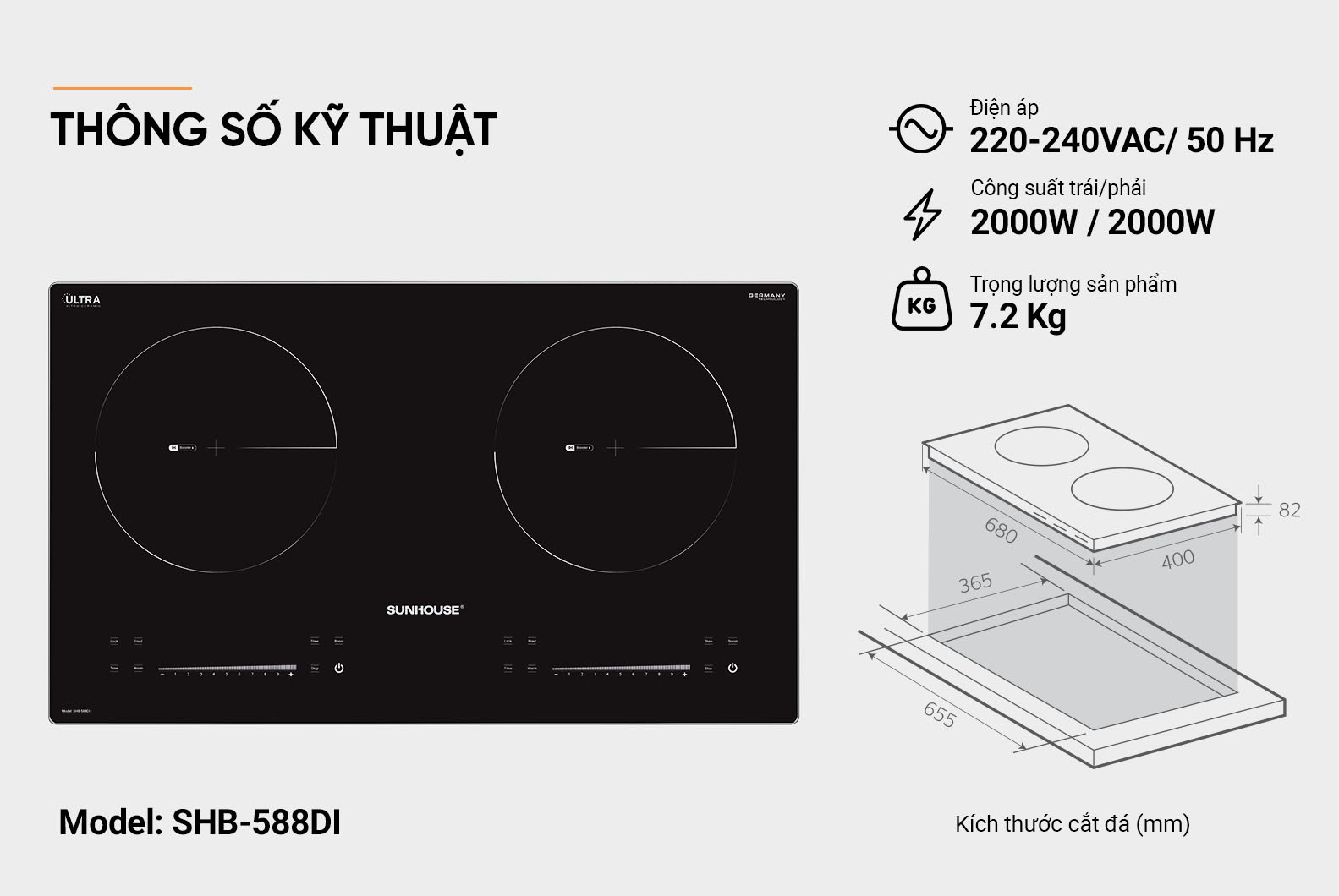 Bếp Từ Sunhouse SHB-588DI
