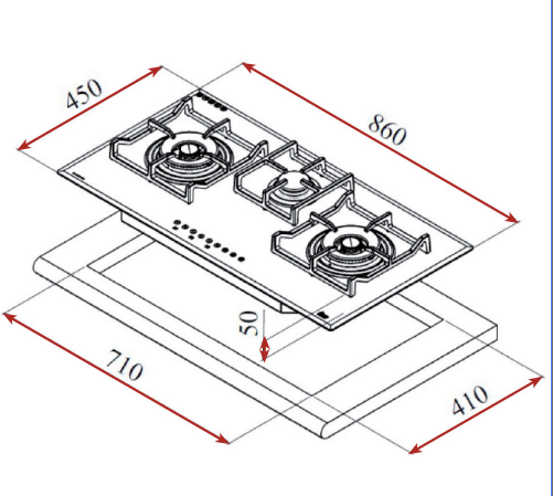 Bếp gas âm Teka CGW LUX 86 TC 3G AI AL 2TR CI