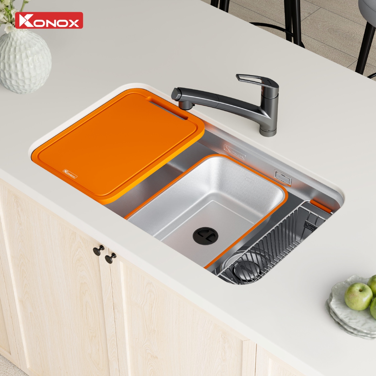 Chậu Rửa Bát Konox Phong Cách Nhật Chống Xước Tari Smart 8047