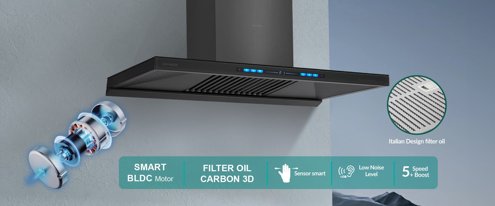 Máy Hút Mùi Grandx GX H70T81SG hiện đại