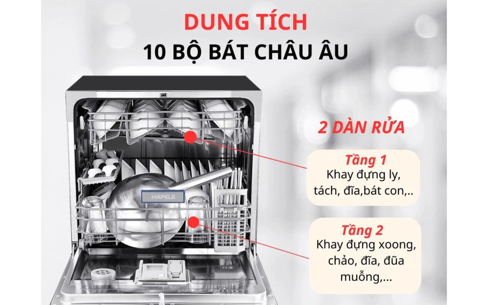 Dung tích máy rửa bát Hafele HDW-T5551B