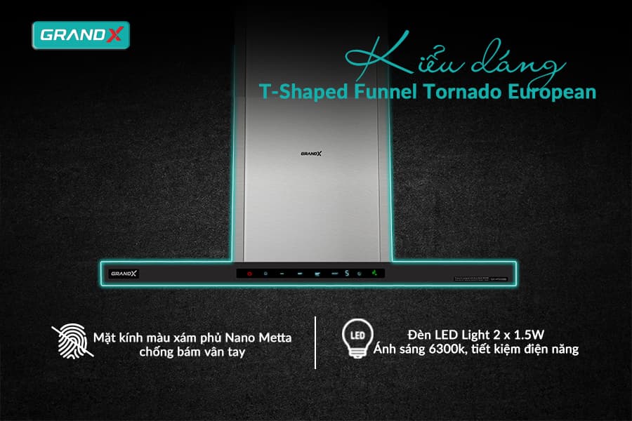Máy Hút Mùi Grandx GX H70C68B Kiểu dáng thiết kế