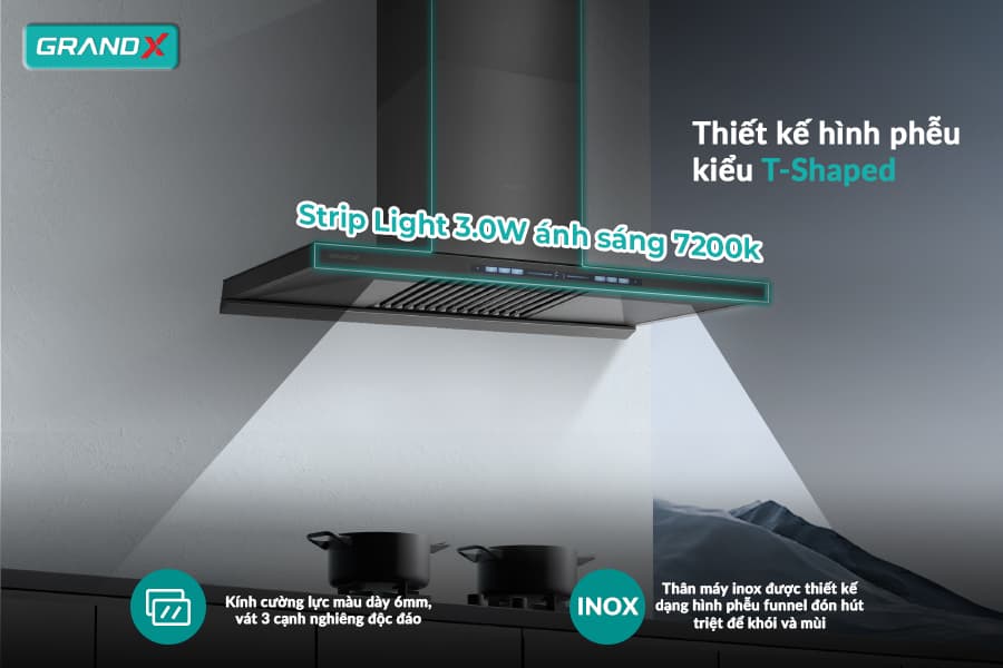 Kiểu dáng thiết kế Máy Hút Mùi Grandx GX H70T81SG