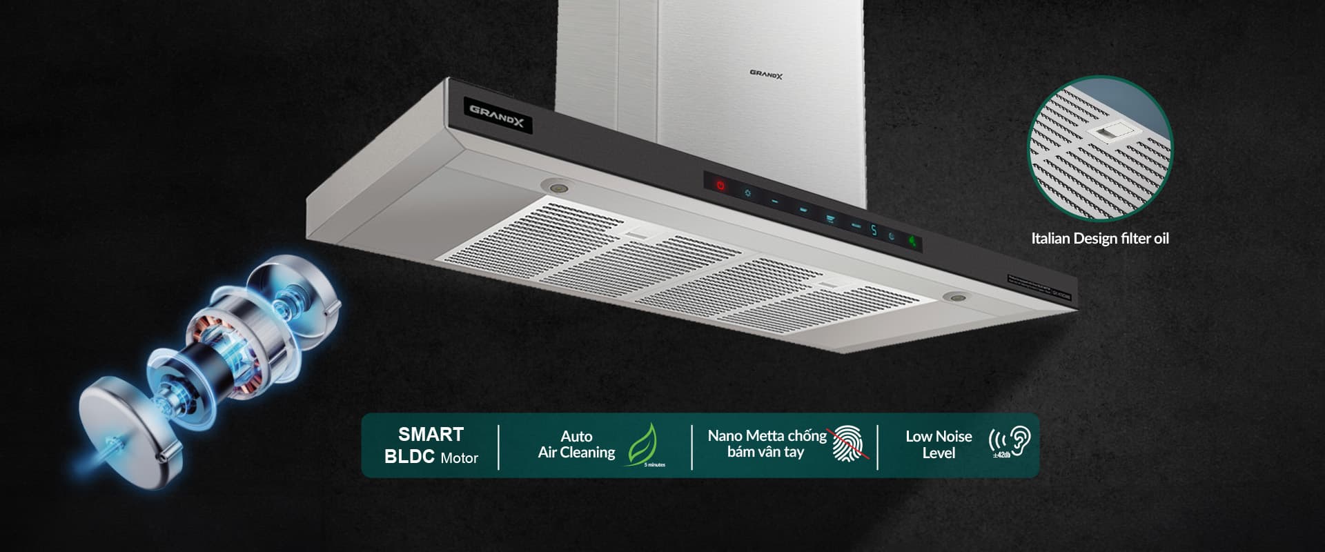 Máy Hút Mùi Grandx GX H70C68B hiện đại