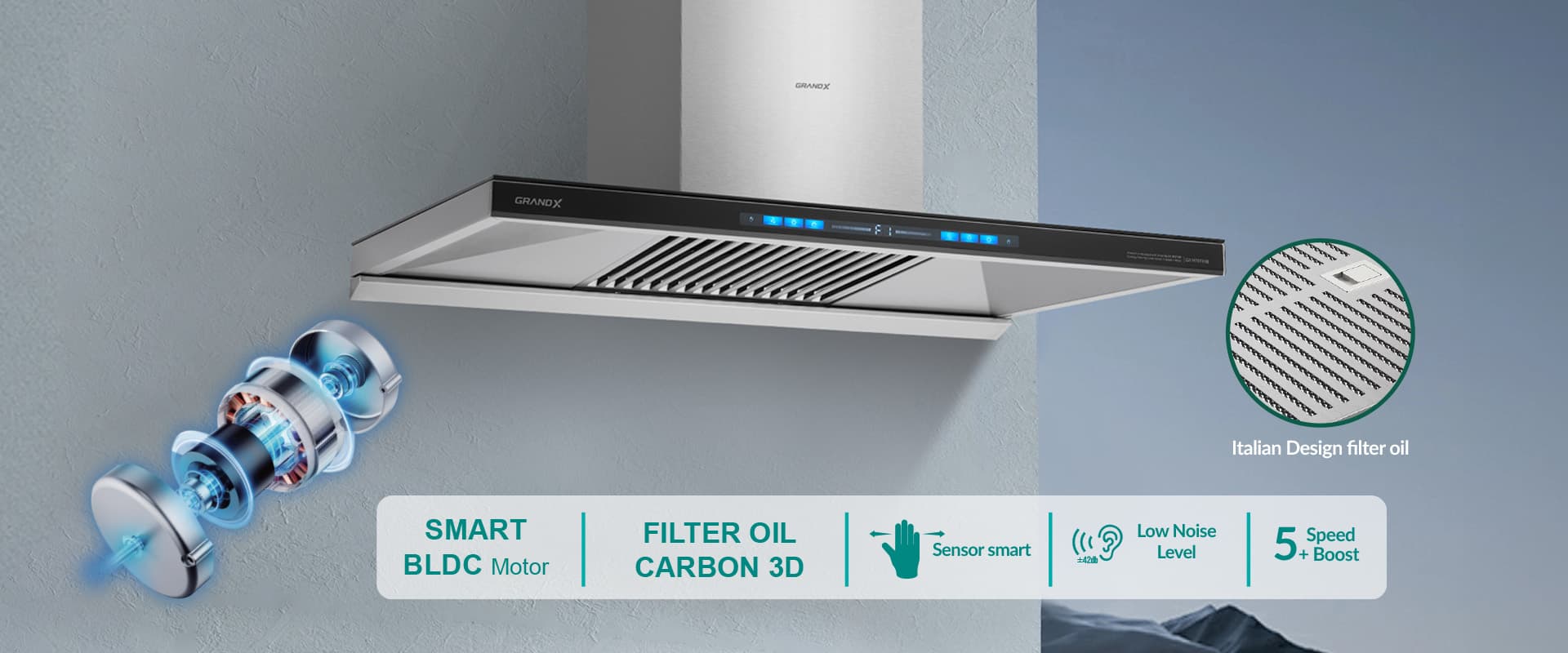Máy Hút Mùi Grandx GX H70T81SB hiện đại