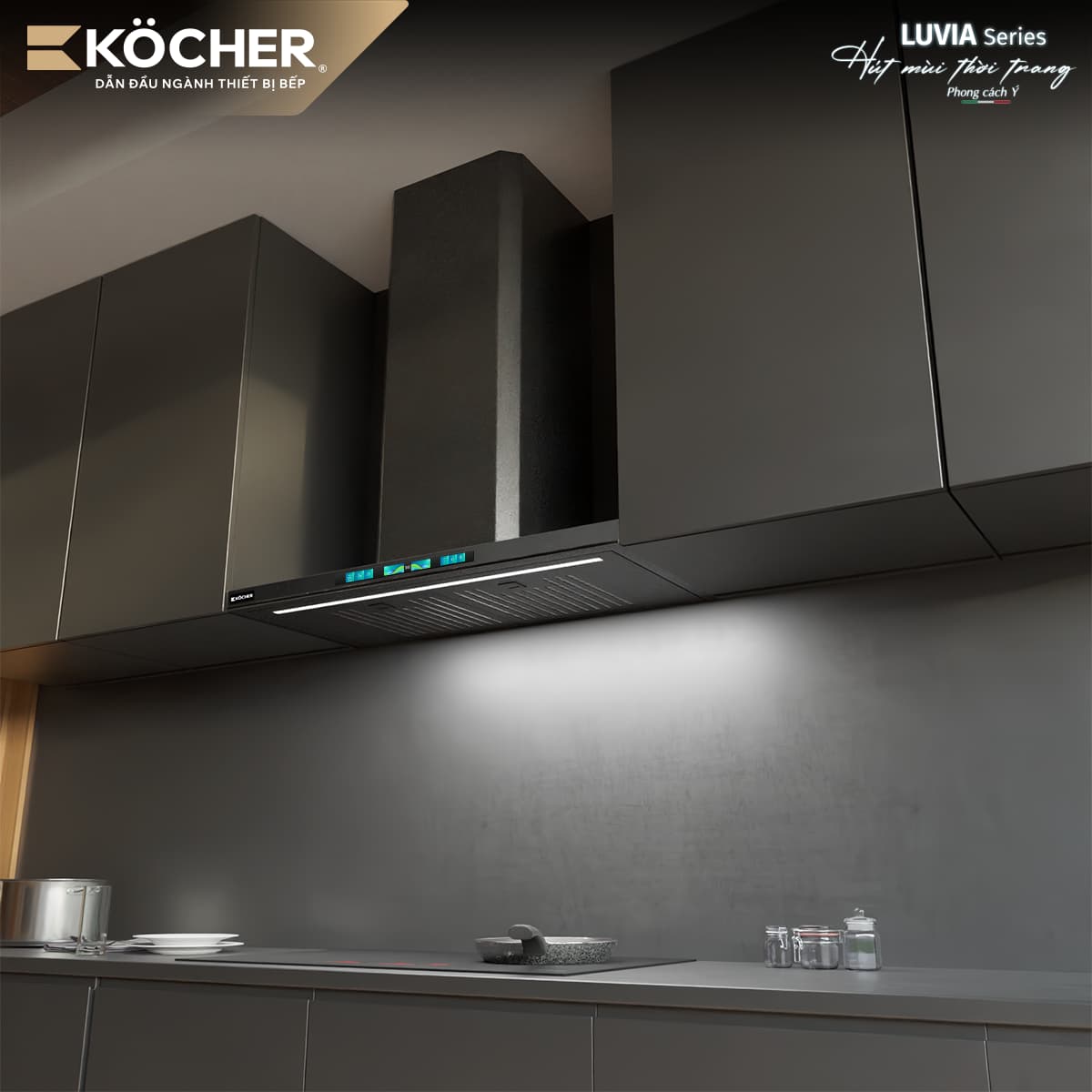 Máy Hút Mùi Kocher Luvia Black Matte Với hiệu suất hút mạnh mẽ