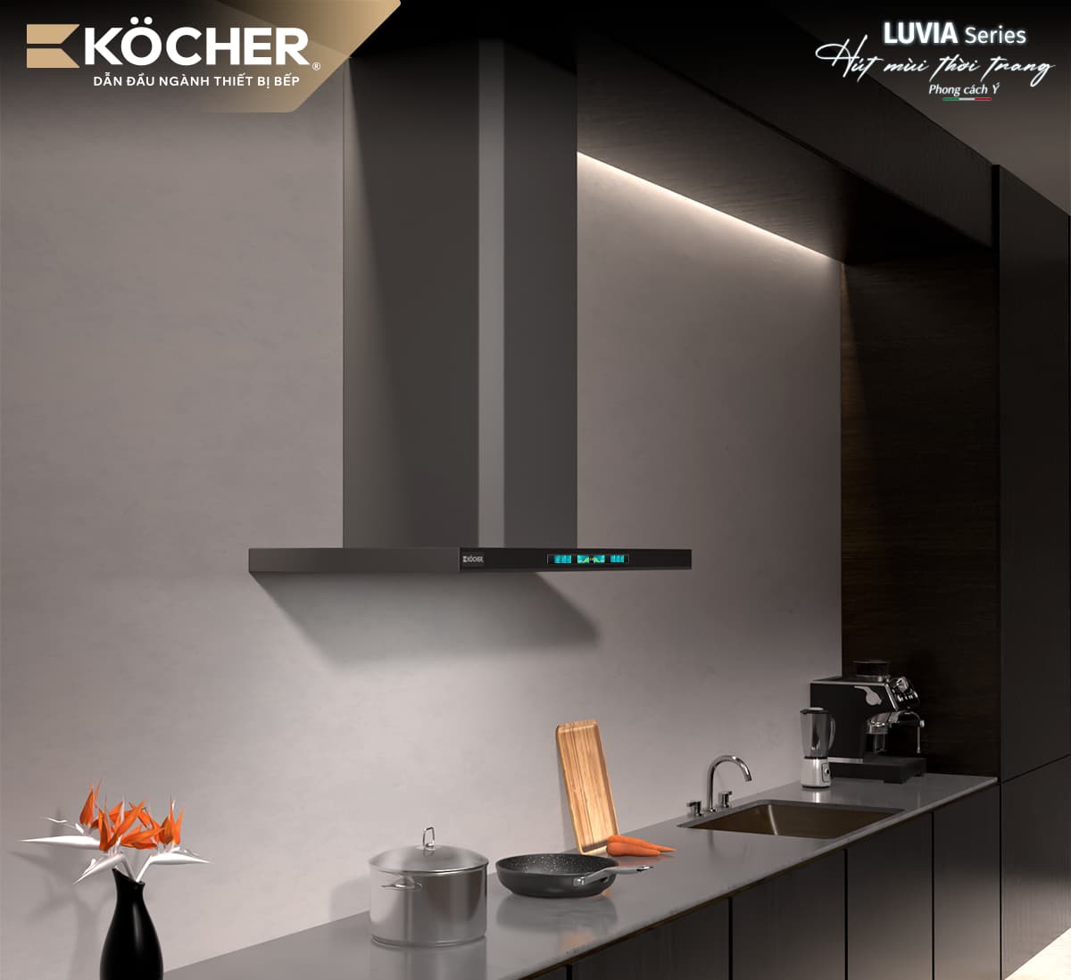 Máy Hút Mùi Kocher Luvia Elite với công suất hút mạnh mẽ