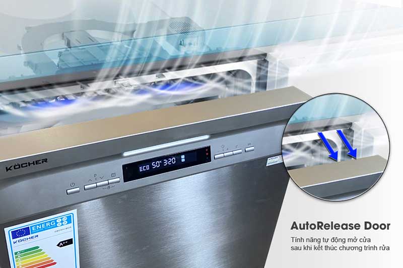 Một số dòng máy rửa bát hiện đại tích hợp tính năng AutoRelease Door tự động mở cửa sau khi kết thúc chu trình rửa