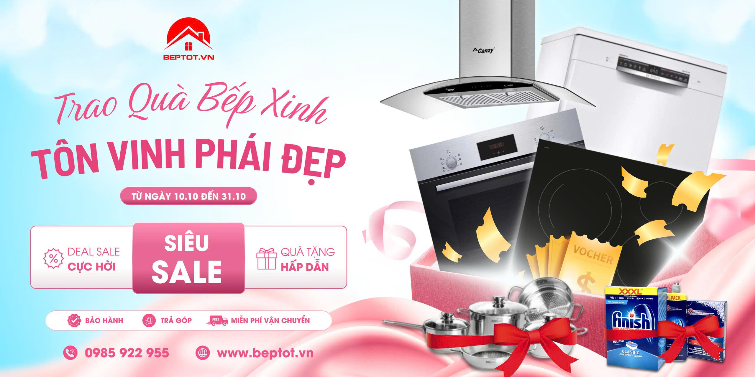 Trao Quà Bếp Xinh – Tôn Vinh Phái Đẹp | Ưu Đãi Thiết Bị Bếp Tháng 10 Tại Beptot.vn